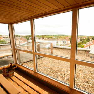 Blick aus der Sauna über Wiesloch